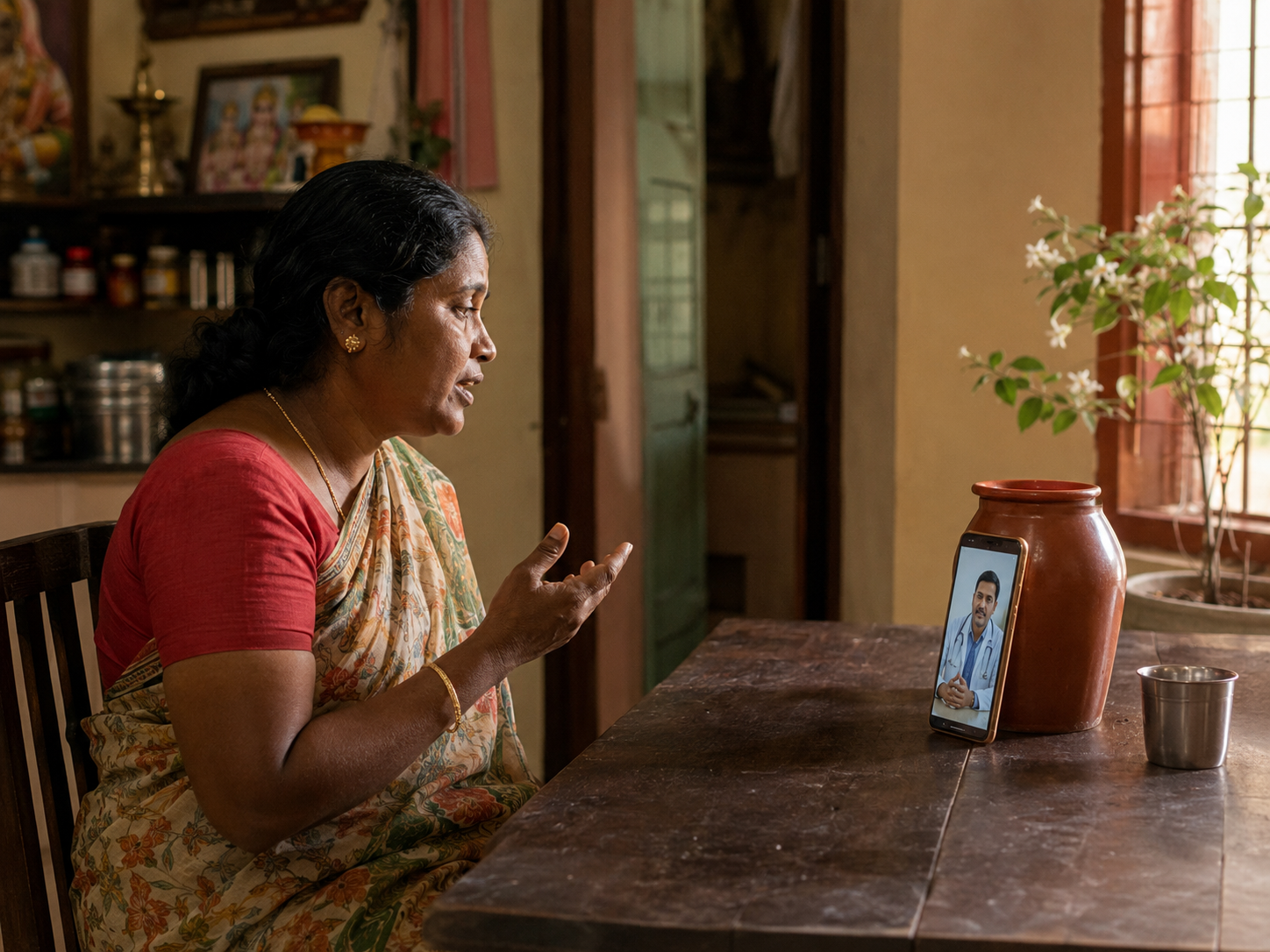 Patient in Madurai having an online doctor consultation from home