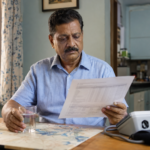 Patient reviewing kidney function test results at home before a nephrology consultation